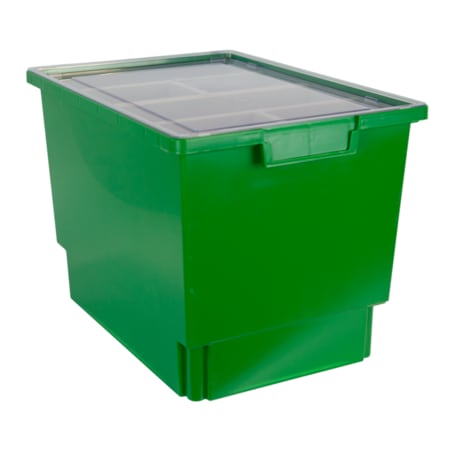 Bin, Tray, Tote, Green, High Impact Polystyrene, 12.25 In W, 12 In H